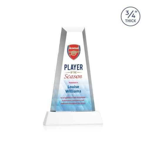Corporate Awards - Crystal Awards - Imperial Full Color White on Newhaven Base Obelisk Crystal Award