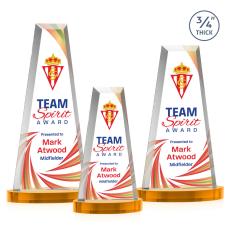 Imperial Full Color Amber on Alberton Base Obelisk Crystal Award - Colored Glass Awards