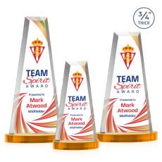 Imperial Full Color Amber on Alberton Base Obelisk Crystal Award - Glass Awards
