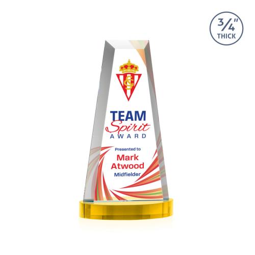 Corporate Awards - Crystal Awards - Imperial Full Color Gold on Alberton Base Obelisk Crystal Award