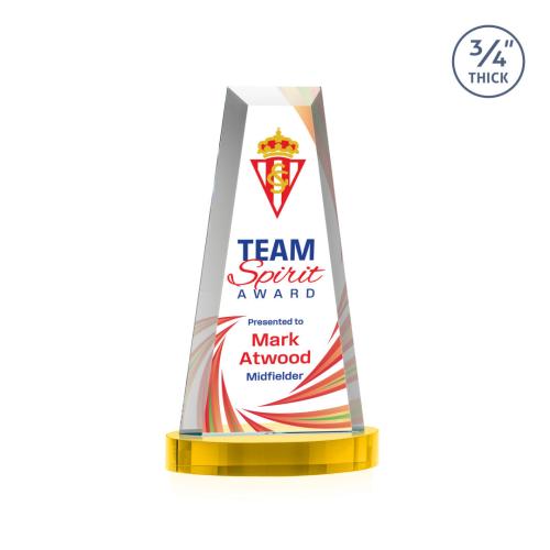 Corporate Awards - Crystal Awards - Imperial Full Color Gold on Alberton Base Obelisk Crystal Award