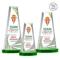 Imperial Full Color Green on Alberton Base Obelisk Crystal Award - Colored Glass Awards