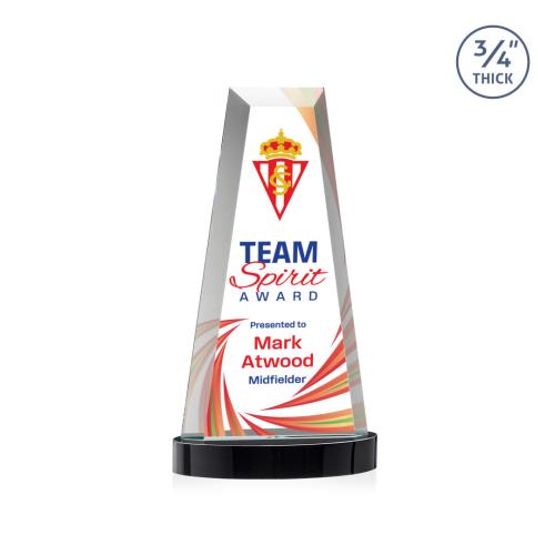 Corporate Awards - Crystal Awards - Imperial Full Color Black on Alberton Base Obelisk Crystal Award
