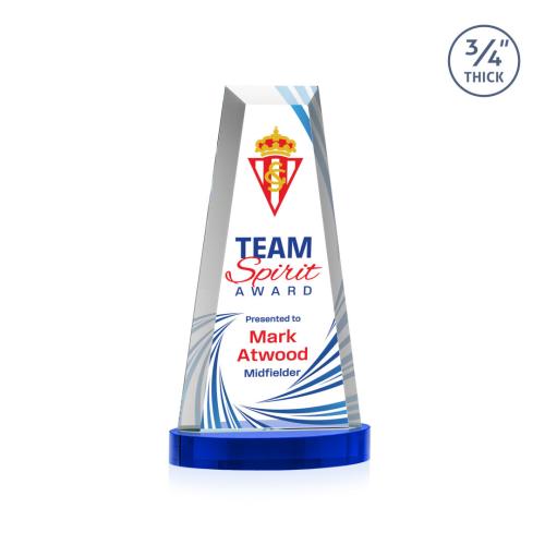 Corporate Awards - Crystal Awards - Imperial Full Color Blue on Alberton Base Obelisk Crystal Award