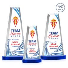 Imperial Full Color Blue on Alberton Base Obelisk Crystal Award - Glass Awards