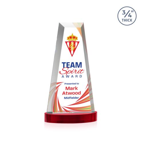 Corporate Awards - Crystal Awards - Imperial Full Color Red on Alberton Base Obelisk Crystal Award