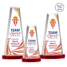 Imperial Full Color Red on Alberton Base Obelisk Crystal Award - Glass Awards
