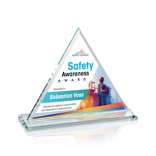 Corporate Awards - Crystal Awards - Dresden Full Color Starfire Pyramid Crystal Award
