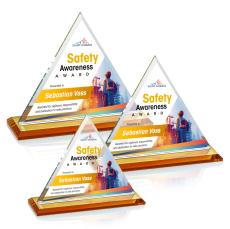 Dresden Full Color Amber Pyramid Crystal Award - Full Color Awards
