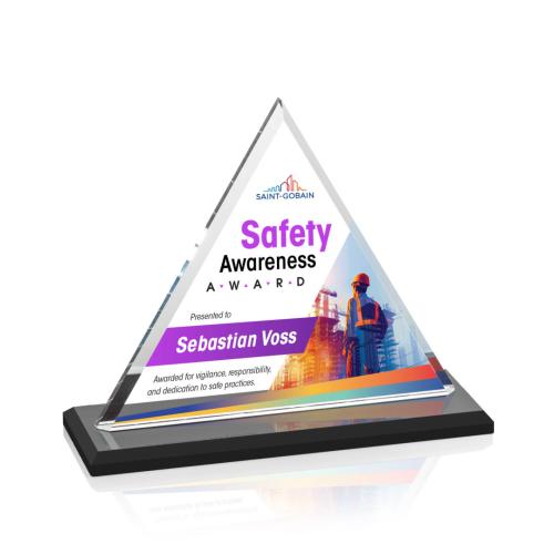 Corporate Awards - Crystal Awards - Dresden Full Color Black Pyramid Crystal Award