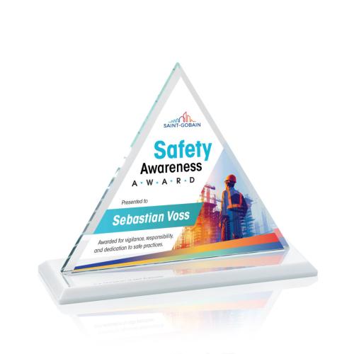 Corporate Awards - Crystal Awards - Dresden Full Color White Pyramid Crystal Award