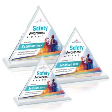 Dresden Full Color White Pyramid Crystal Award - Full Color Awards
