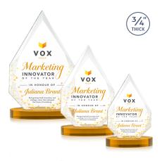 Hawthorne Full Color Amber on Alberton Base Peak Crystal Award - Sales Awards