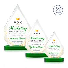 Hawthorne Full Color Green on Alberton Base Peak Crystal Award - Sales Awards