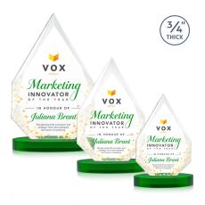 Hawthorne Full Color Green on Alberton Base Arch & Crescent Crystal Award - Glass Awards