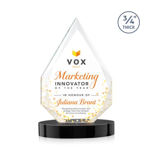 Corporate Awards - Crystal Awards - Hawthorne Full Color Black on Alberton Base Peak Crystal Award