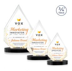 Hawthorne Full Color Black on Alberton Base Peak Crystal Award - Sales Awards