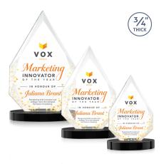 Hawthorne Full Color Black on Alberton Base Arch & Crescent Crystal Award - Corporate Awards
