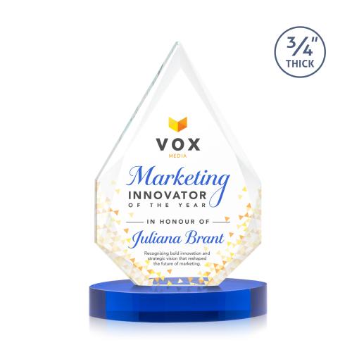 Corporate Awards - Crystal Awards - Hawthorne Full Color Blue on Alberton Base Peak Crystal Award