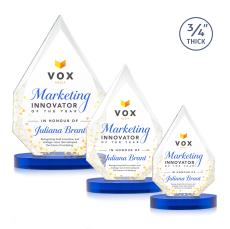 Hawthorne Full Color Blue on Alberton Base Peak Crystal Award - Sales Awards