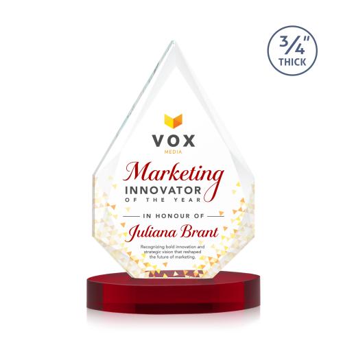 Corporate Awards - Crystal Awards - Hawthorne Full Color Red on Alberton Base Peak Crystal Award