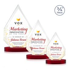 Hawthorne Full Color Red on Alberton Base Peak Crystal Award - Sales Awards