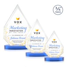 Hawthorne Full Color Sky Blue on Alberton Base Peak Crystal Award - Crystal Awards