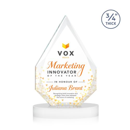 Corporate Awards - Crystal Awards - Hawthorne Full Color White on Alberton Base Peak Crystal Award