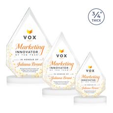 Hawthorne Full Color White on Alberton Base Peak Crystal Award - Crystal Awards