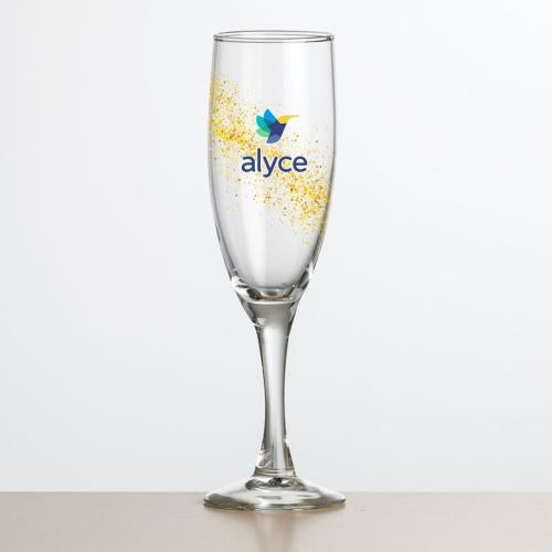 Corporate Recognition Gifts - Etched Barware - Carberry Flute - Full Color