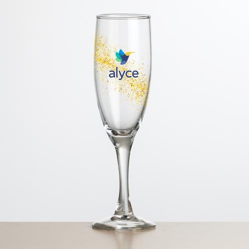 Corporate Recognition Gifts - Etched Barware - Carberry Flute - Full Color