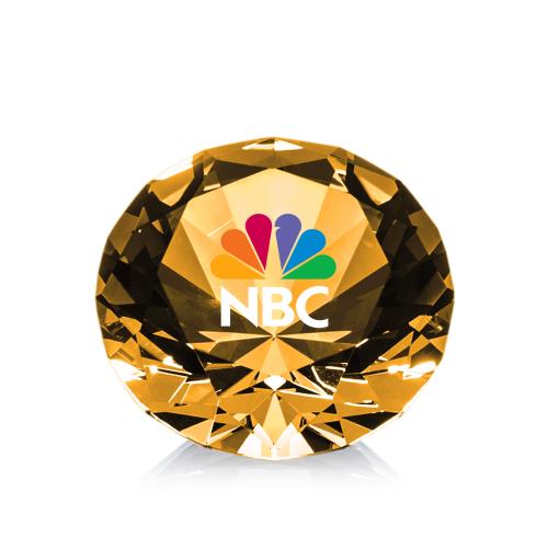 Corporate Awards - Crystal Awards - Crystal Diamond Awards - Gemstone Full Color Amber Crystal Award