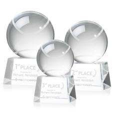 Tennis Ball Spheres on Robson Base Crystal Award - Tennis Awards