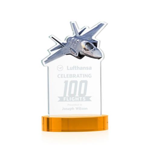 Corporate Awards - Crystal Awards - Top Gun Amber on Alberton Base Abstract / Misc Crystal Award