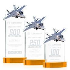 Top Gun Amber on Alberton Base Abstract / Misc Crystal Award - Colored Crystal