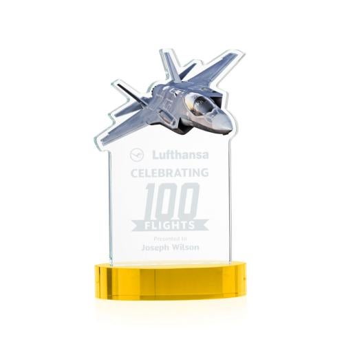 Corporate Awards - Crystal Awards - Top Gun Gold on Alberton Base Abstract / Misc Crystal Award