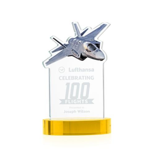 Corporate Awards - Crystal Awards - Top Gun Gold on Alberton Base Abstract / Misc Crystal Award