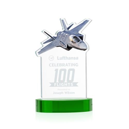 Corporate Awards - Crystal Awards - Top Gun Green on Alberton Base Abstract / Misc Crystal Award