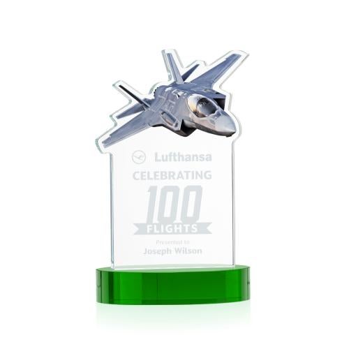 Corporate Awards - Crystal Awards - Top Gun Green on Alberton Base Abstract / Misc Crystal Award