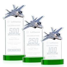 Top Gun Green on Alberton Base Abstract / Misc Crystal Award - Colored Crystal