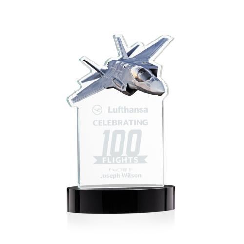 Corporate Awards - Crystal Awards - Top Gun Black on Alberton Base Abstract / Misc Crystal Award