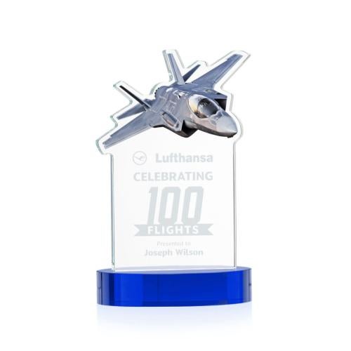Corporate Awards - Crystal Awards - Top Gun Blue on Alberton Base Abstract / Misc Crystal Award
