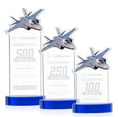 Top Gun Blue on Alberton Base Abstract / Misc Crystal Award - Colored Crystal