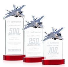 Top Gun Red on Alberton Base Abstract / Misc Crystal Award - Colored Crystal