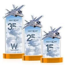 Top Gun Full Color Amber on Alberton Base Abstract / Misc Crystal Award - Colored Crystal