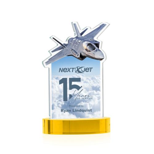 Corporate Awards - Crystal Awards - Top Gun Full Color Gold on Alberton Base Abstract / Misc Crystal Award