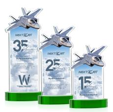 Top Gun Full Color Green on Alberton Base Abstract / Misc Crystal Award - Colored Crystal