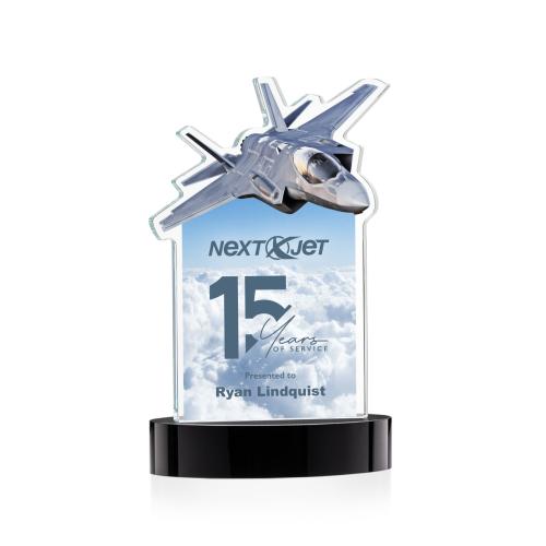Corporate Awards - Crystal Awards - Top Gun Full Color Black on Alberton Base Abstract / Misc Crystal Award