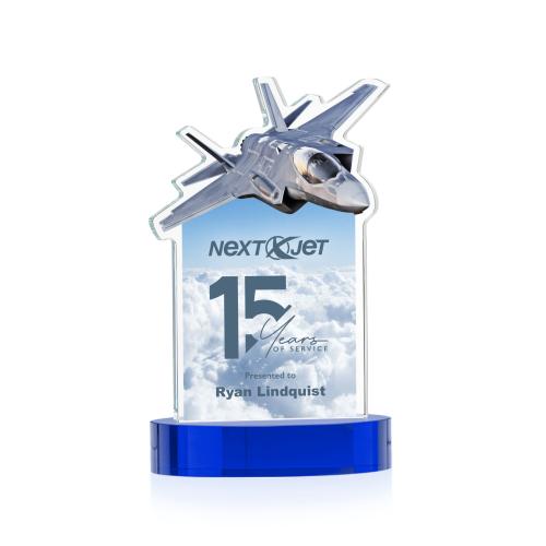 Corporate Awards - Crystal Awards - Top Gun Full Color Blue on Alberton Base Abstract / Misc Crystal Award