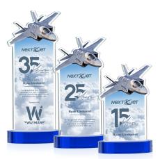 Top Gun Full Color Blue on Alberton Base Abstract / Misc Crystal Award - Colored Crystal